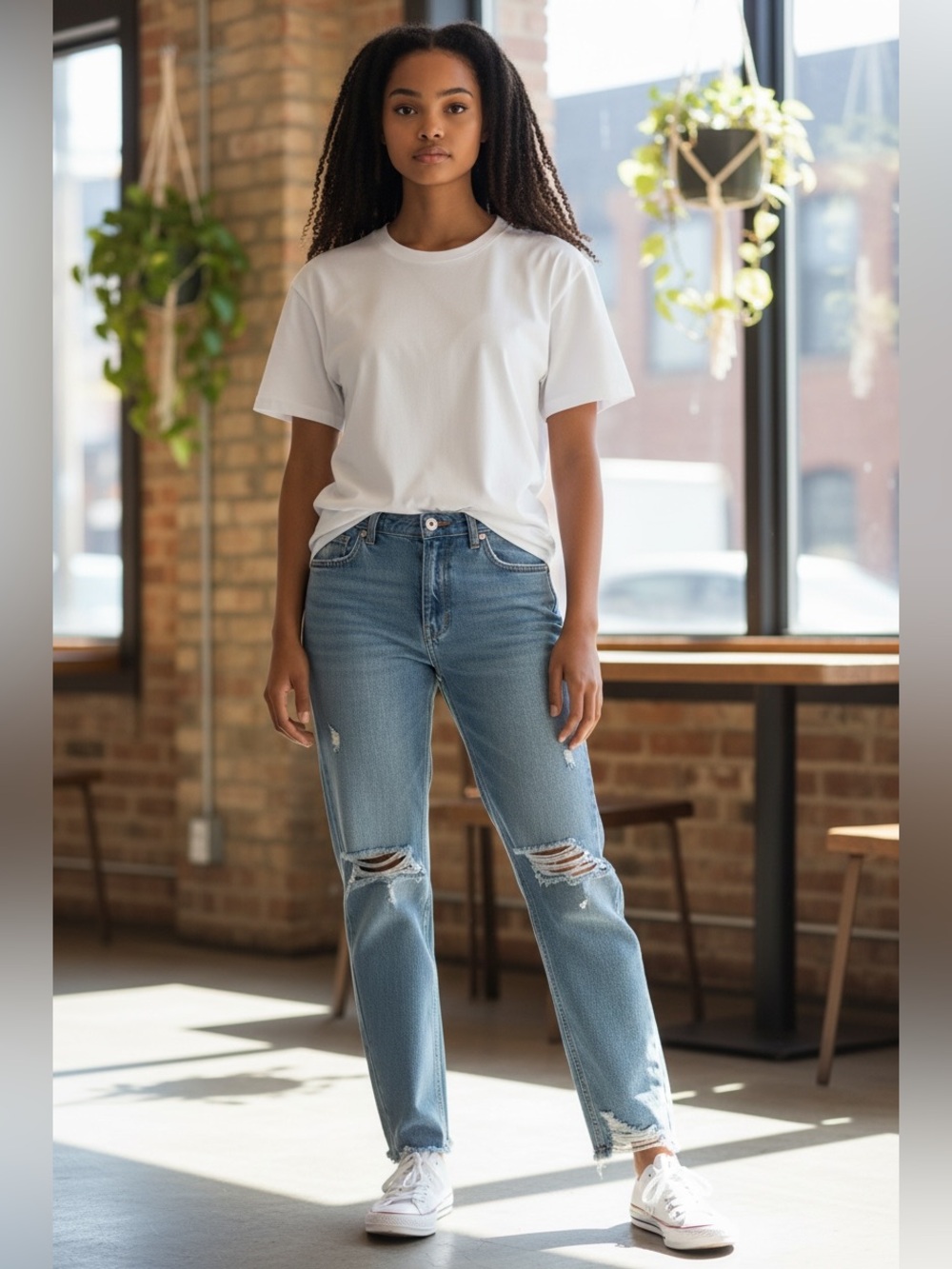 Insane Gene Light Blue Distressed Mom Jeans
